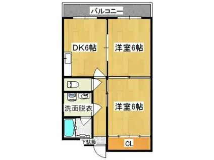 大産板付マンション(2DK/2階)の間取り写真