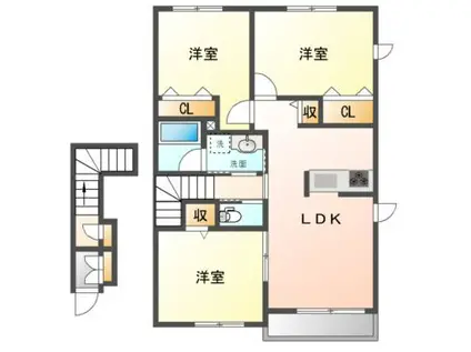シャーメゾン上谷上II(3LDK/2階)の間取り写真
