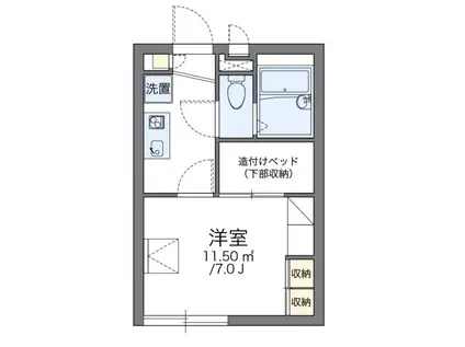 レオパレスボナールー野崎2丁目-(1K/1階)の間取り写真