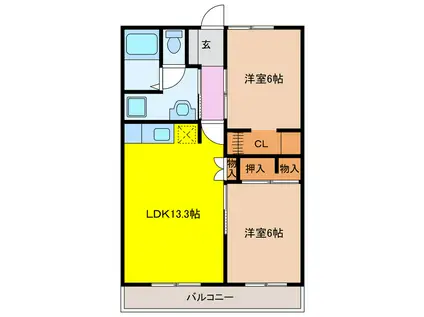 シティハイツ松浦(2LDK/4階)の間取り写真