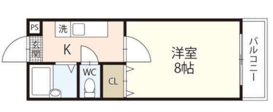 サンハイツ岡大II(1K/2階)の間取り写真
