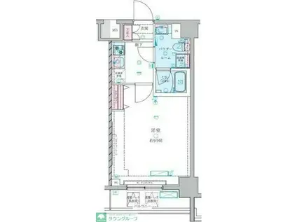 GENOVIA 白糸台 SKYGARDEN(1K/3階)の間取り写真
