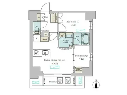 BRILLIA IST 武蔵小杉(2LDK/9階)の間取り写真