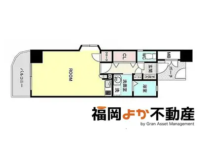 サーパス博多駅前(1K/6階)の間取り写真