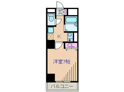 エスポアールカヤギヤ9(1K/5階)の間取り写真