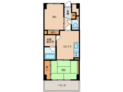 千代グランドマンション(2DK/4階)の間取り写真