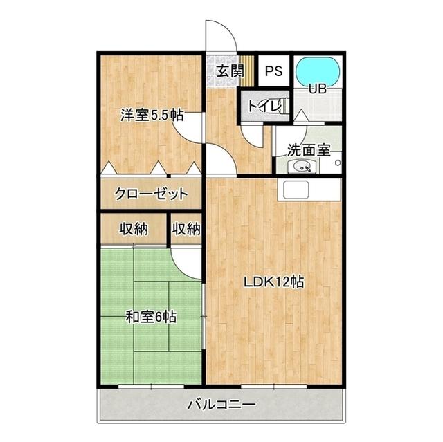 サウスレイク(2LDK/3階)の間取り写真