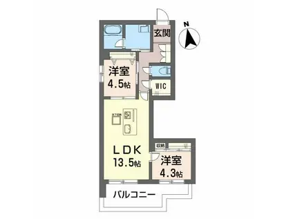 ディアマント番町(2LDK/1階)の間取り写真