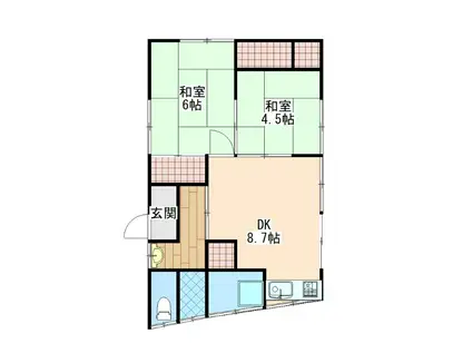 幸袋平屋(2DK/1階)の間取り写真