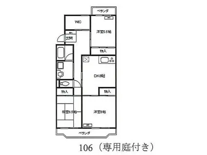 ペアシティ久喜弐番館(3DK/1階)の間取り写真