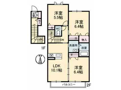 シャーメゾン ラ・フレーズ C棟(3LDK/2階)の間取り写真