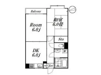クレシーダ(2DK/3階)の間取り写真