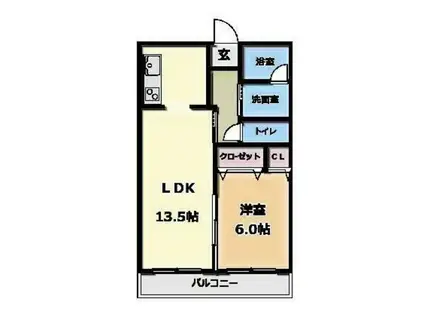 アンバーII(1LDK/2階)の間取り写真