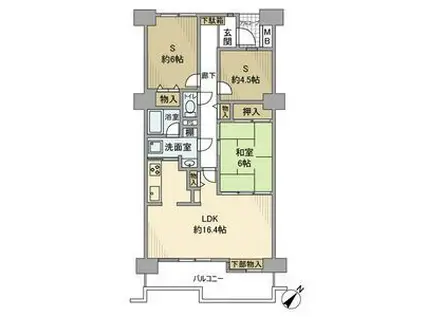 ライオンズマンション南市川(1SLDK/8階)の間取り写真