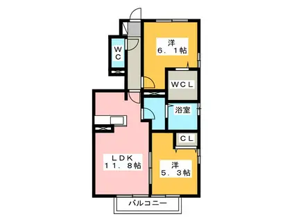 ゴード ルミナス(2LDK/1階)の間取り写真