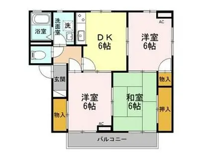 フレグランス三ツ相B棟(3DK/2階)の間取り写真