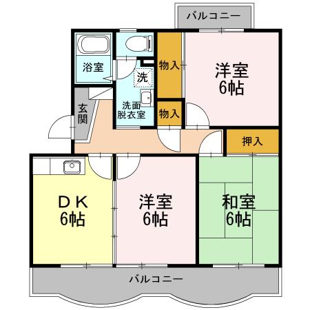 メゾンラフィネ(3DK/2階)の間取り写真
