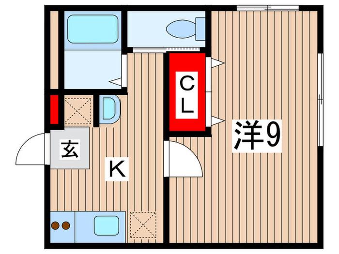 ハウスカーマイン(1K/1階)の間取り写真