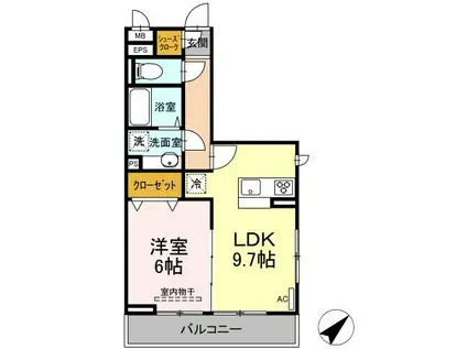 プランドールN Ⅰ(1LDK/3階)の間取り写真