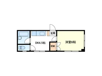 ピーエスハイツ(1DK/1階)の間取り写真