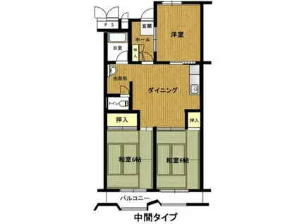 播磨城の宮1号棟(3DK/3階)の間取り写真