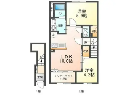 エクセルハイム(2LDK/2階)の間取り写真