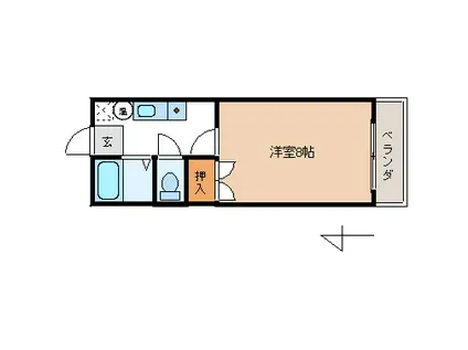 ムーニー朝日NO.2(1K/1階)の間取り写真