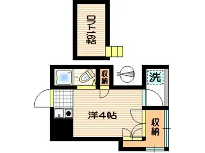 スカイハイム(ワンルーム/2階)の間取り写真