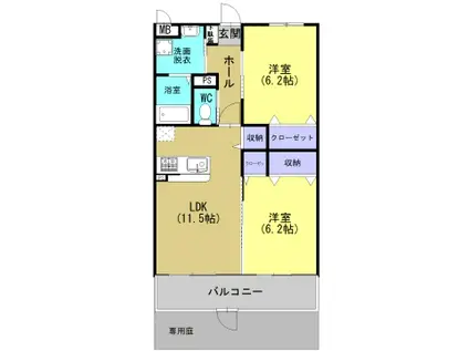 コンフォート菊池(2LDK/1階)の間取り写真