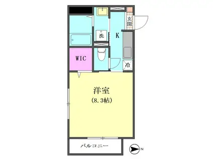 ルミエール大森(1K/2階)の間取り写真