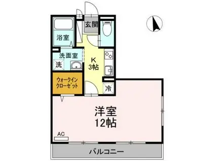 ヴィーア ジラソーレB棟(1K/2階)の間取り写真