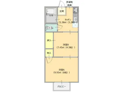 リバティ広内(2K/2階)の間取り写真