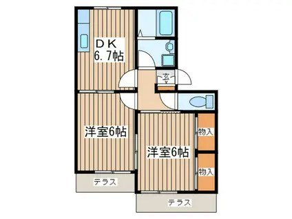 メゾン潮風II(2DK/1階)の間取り写真