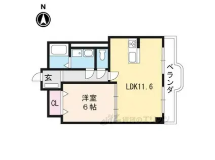 ミモザ千(1LDK/6階)の間取り写真