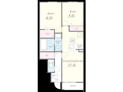 ガーデンホーム青葉丘(2LDK/1階)の間取り写真