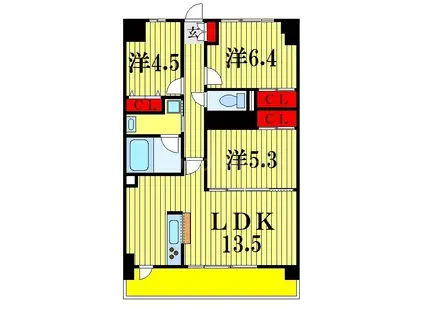 クレール大洲(3LDK/2階)の間取り写真