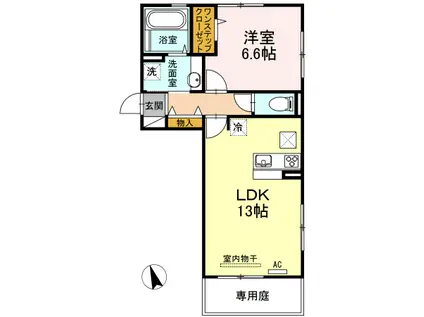 フロレゾン B棟(1LDK/1階)の間取り写真