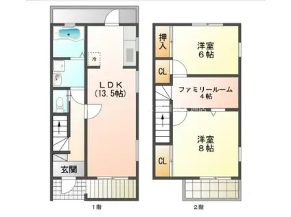 DEUX PONT B(2LDK/1階)の間取り写真