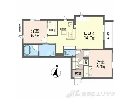 パラッツォ グロリオーサIII(2LDK/1階)の間取り写真