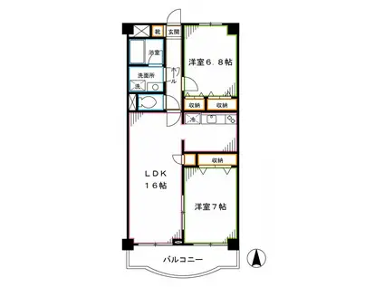 ミレニアム中野(2LDK/5階)の間取り写真