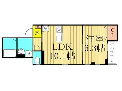 ソルビオス(1LDK/1階)の間取り写真