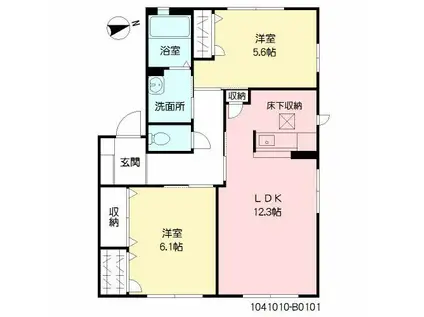 イリスII(2LDK/1階)の間取り写真