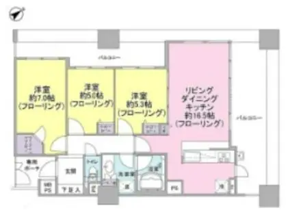 ライオンズ相模大野ステーションエアリスタ(3LDK/9階)の間取り写真