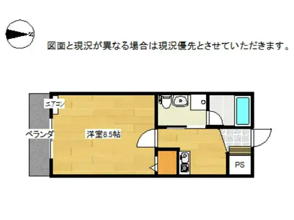 グラーデI(1K/2階)の間取り写真