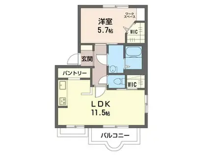メゾンドール(1LDK/2階)の間取り写真