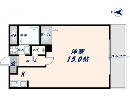 ブランチ613(ワンルーム/2階)の間取り写真