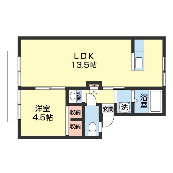 プレジール津森(1LDK/2階)の間取り写真