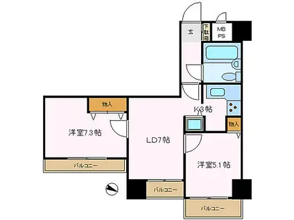 グローリア初穂千駄木(2LDK/11階)の間取り写真