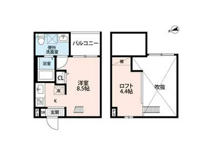 ブルーアゲート(ワンルーム/2階)の間取り写真