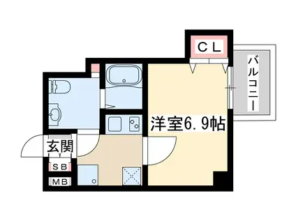 フレンシアノイエ東三国(1K/6階)の間取り写真